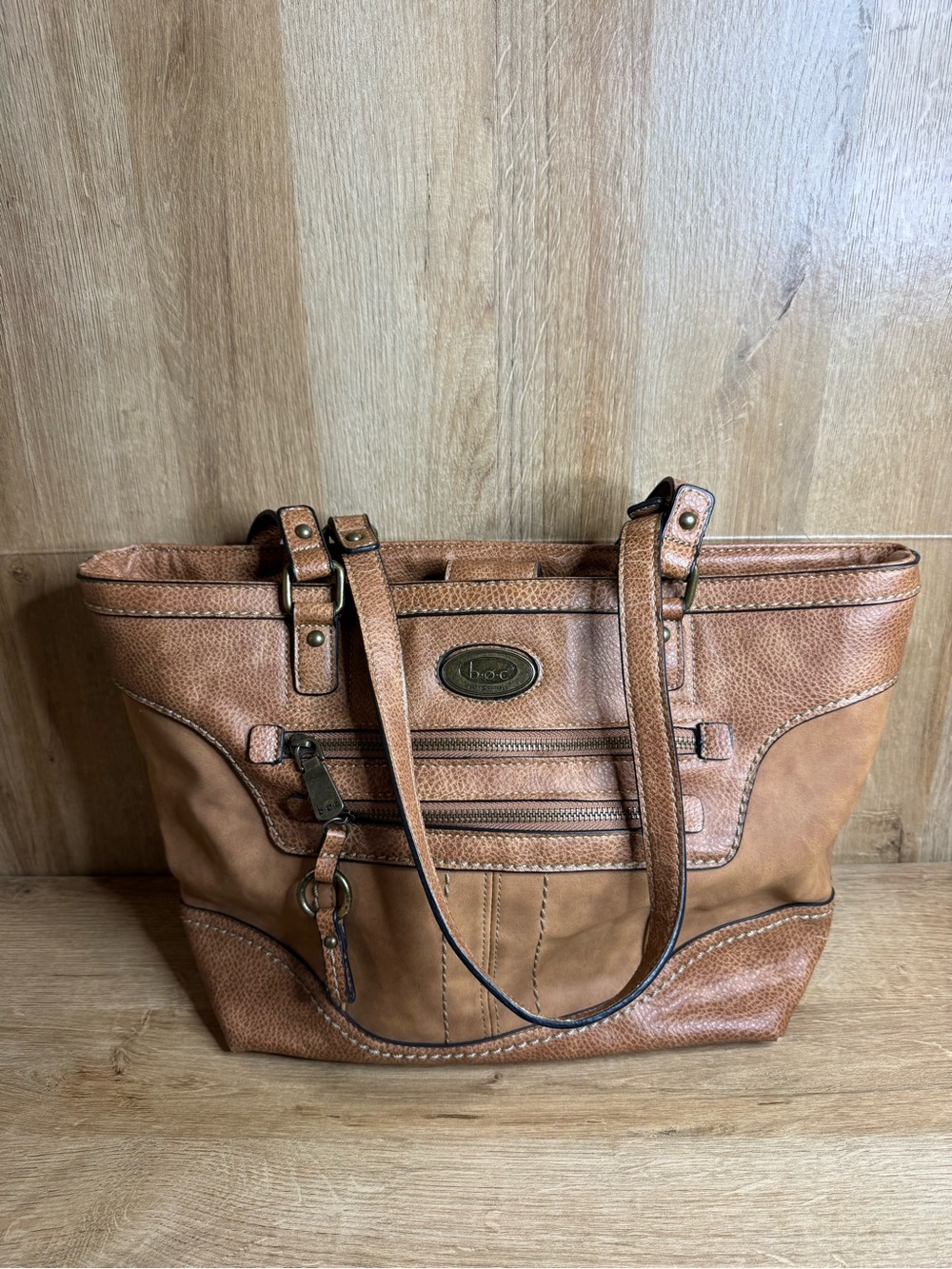 b.o.c. Cognac Two-Tone Leather Tote